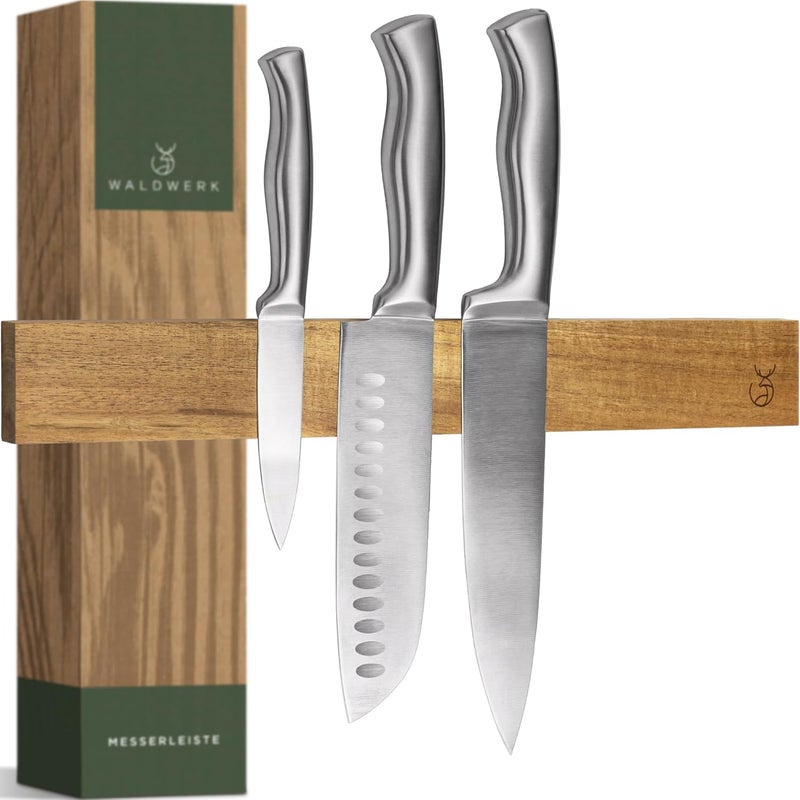 WALDWERK Knife Magnetic Strip (15,7 x 2 in) Mount with Adhesive or Screws - Magnetic Knife Holder for Wall - Magnetic Knife Strip made of Elegant Acacia Wood - Magnetic Knife Holder for Heavy Knifes - Image 1